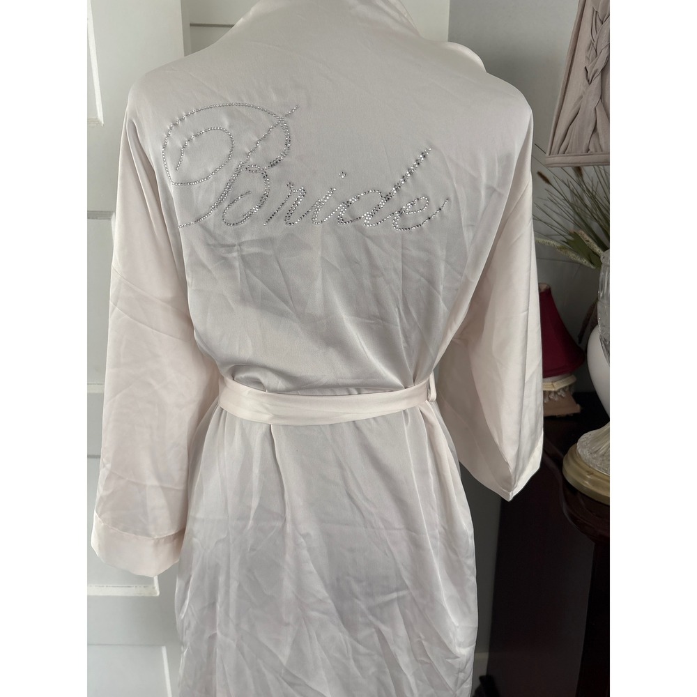 Victoria's Secret Bride Satin Robe Rhinestone Pink XS/S Wedding Loungewear